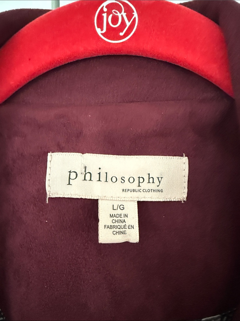 Philosophy Suede-Look Moto Jacket in Burgundy Red size L Chic Zip Detail Biker - Picture 5 of 16